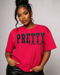 Pretty & Unbothered - Embroidered Glitter Tee