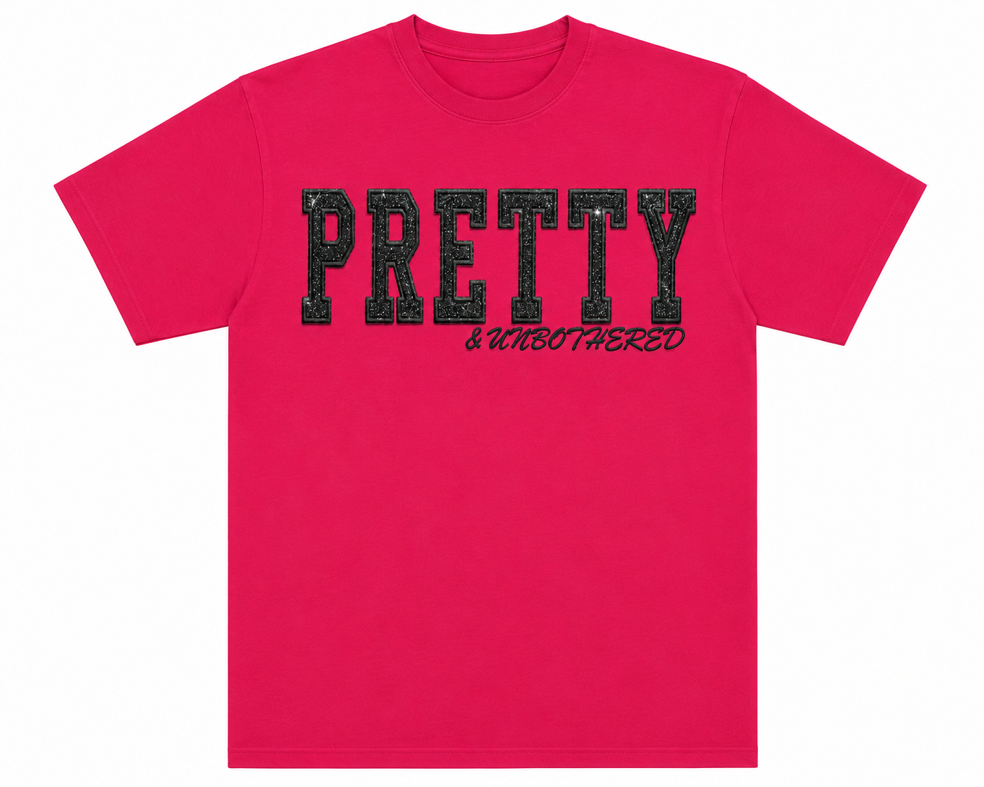 Pretty & Unbothered - Embroidered Glitter Tee