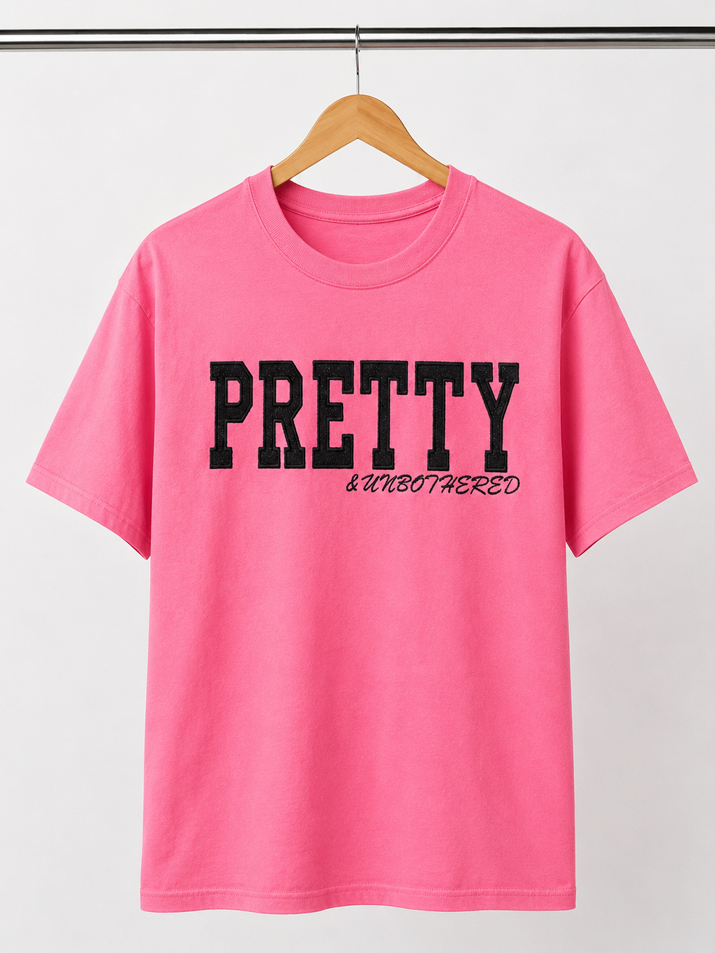 Pretty & Unbothered - Embroidered Glitter Tee