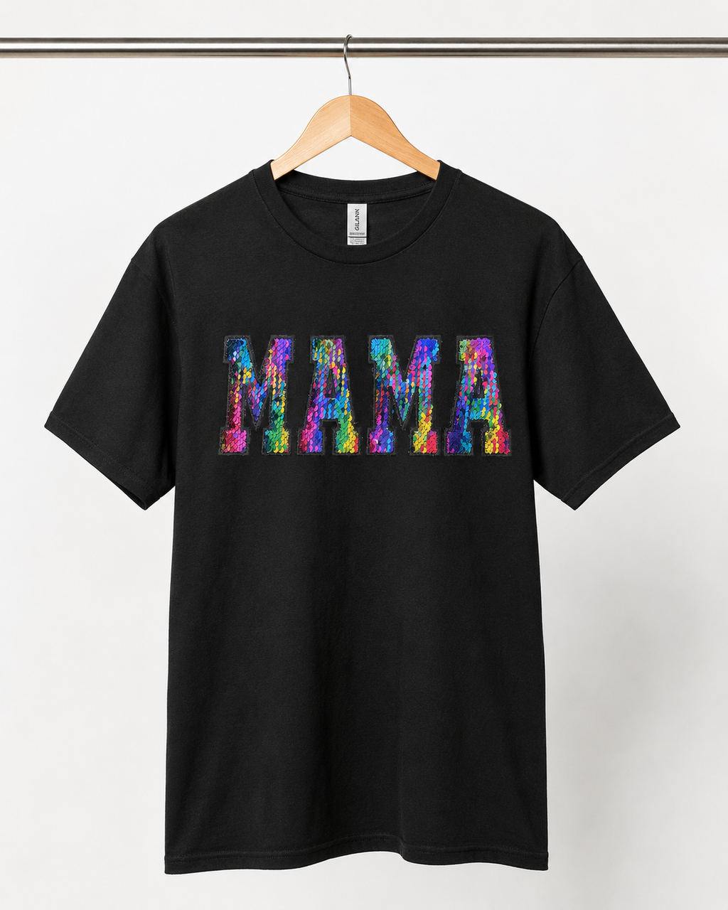 MAMA -Embroidered Sequin Tee