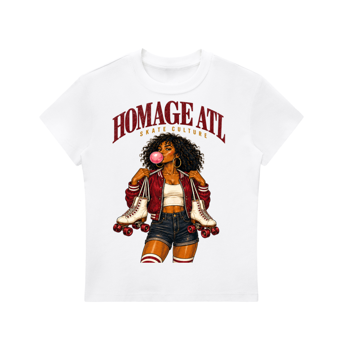 Homage ATL Skate Culture Women’s Graphic T-Shirt, Atlanta Roller Skating Tee