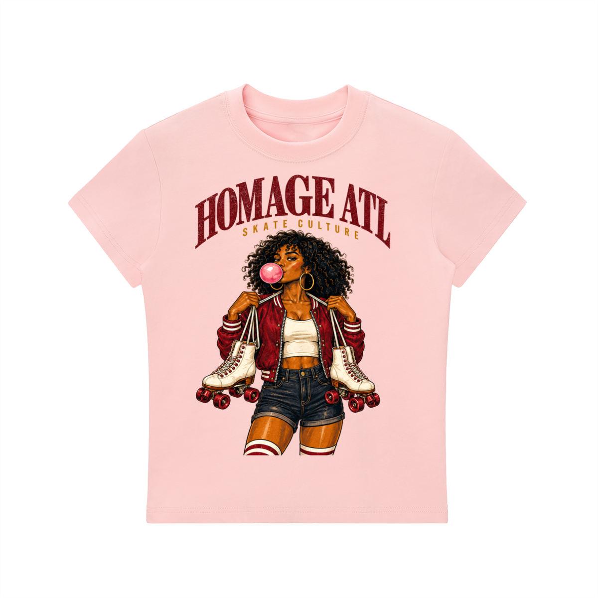 Homage ATL Skate Culture Women’s Graphic T-Shirt, Atlanta Roller Skating Tee