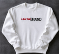 White I AM THE BRAND embroidered sweatshirt flat lay
